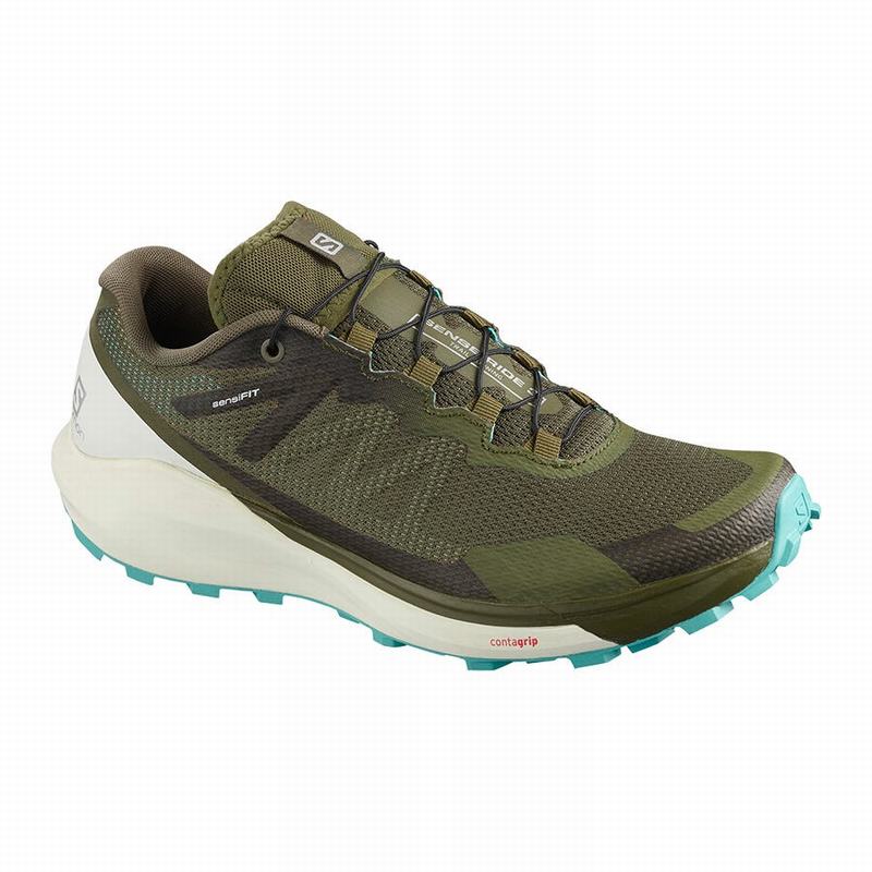 Chaussures De Trail Running Salomon Femme Vert Olive - Salomon SENSE RIDE 3 W - France (0613-CSUJA)